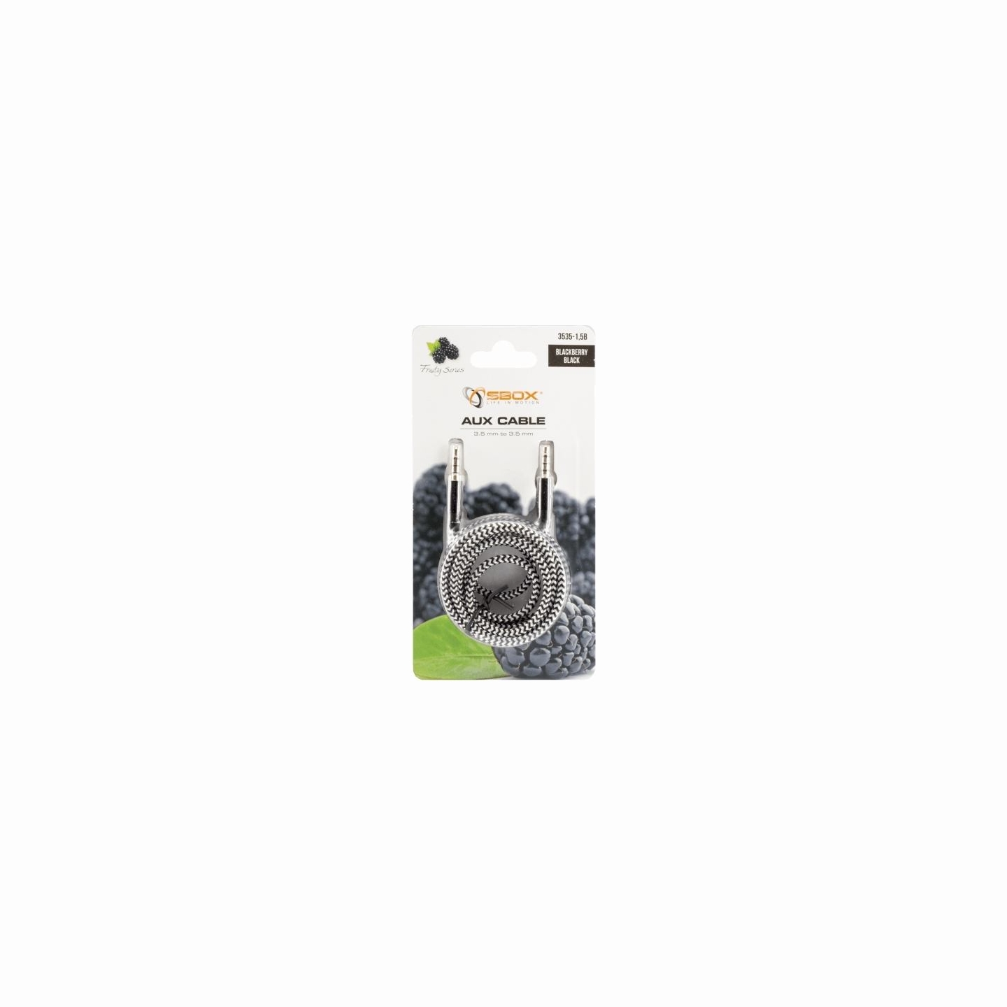Sbox AUX Cable 3.5mm To 3.5mm Blackberry Black 3535-1.5B