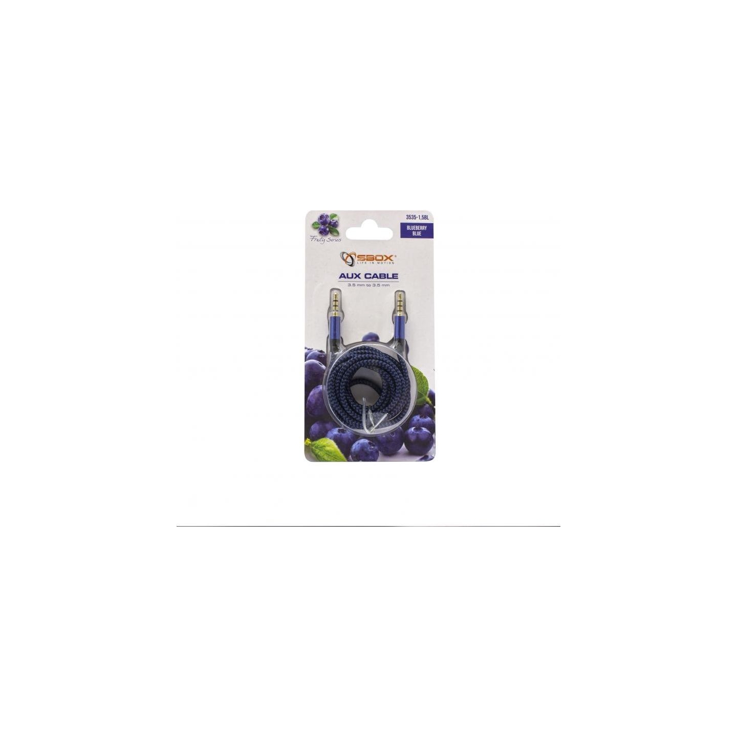 Sbox 3535-1.5BL AUX Cable 3.5mm To 3.5mm Blueberry Blue