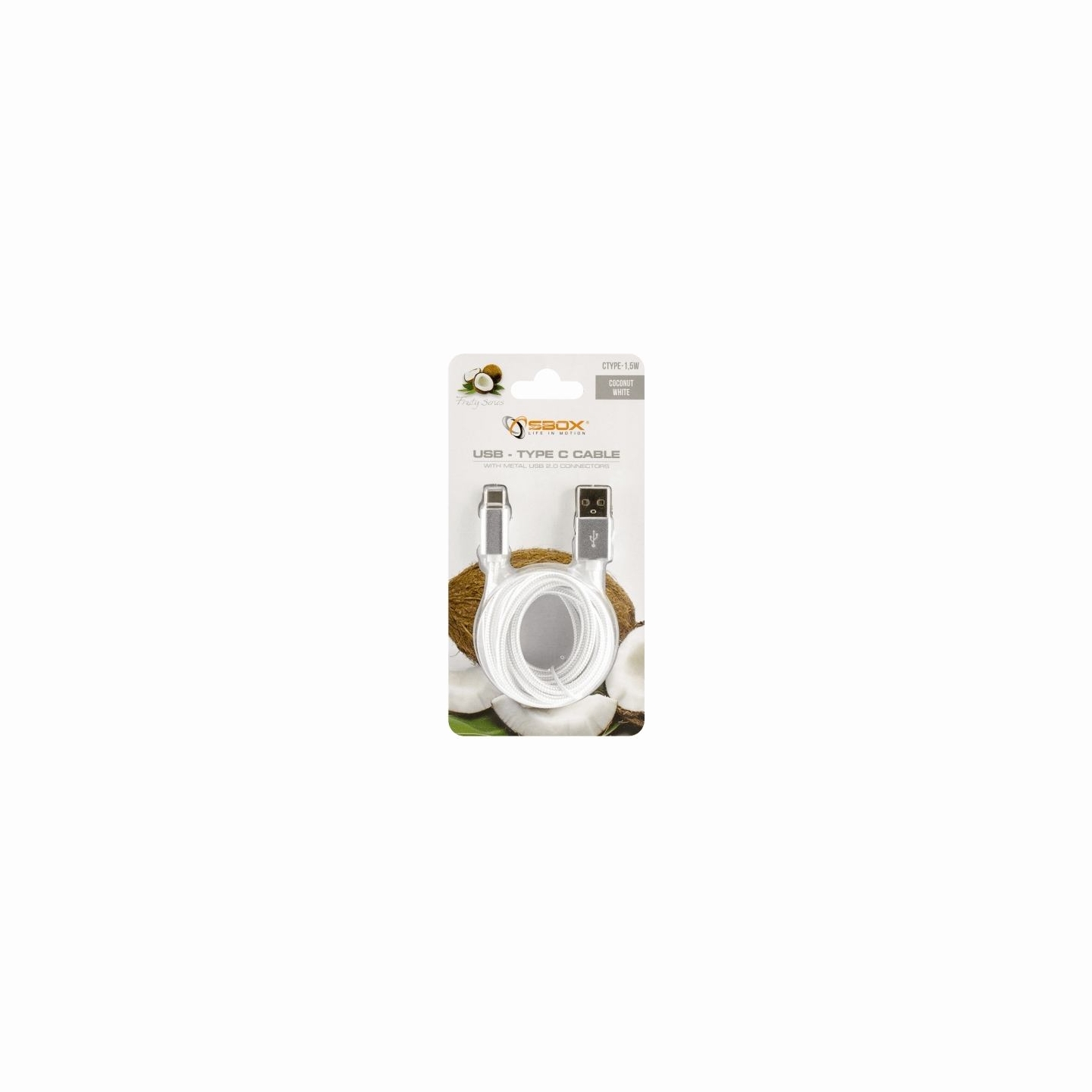 Sbox USB-TYPEC-15W USB->Type C M/M 1.5m Coconut White
