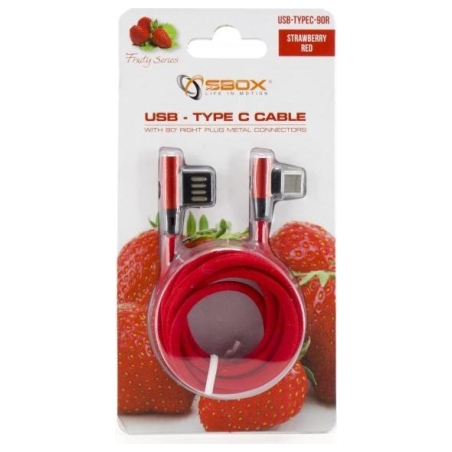 Sbox USB-C-90-R USB Type-C 90 m/m 1.5m Type-C-90R Strawberry Red