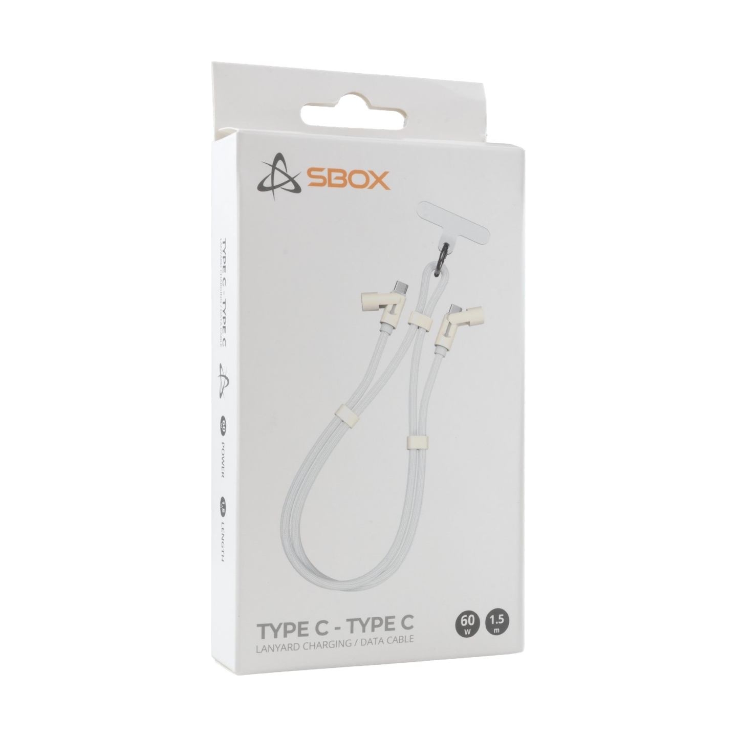 Sbox LANYARD WHITE Type-C -Type-C 1.5m White