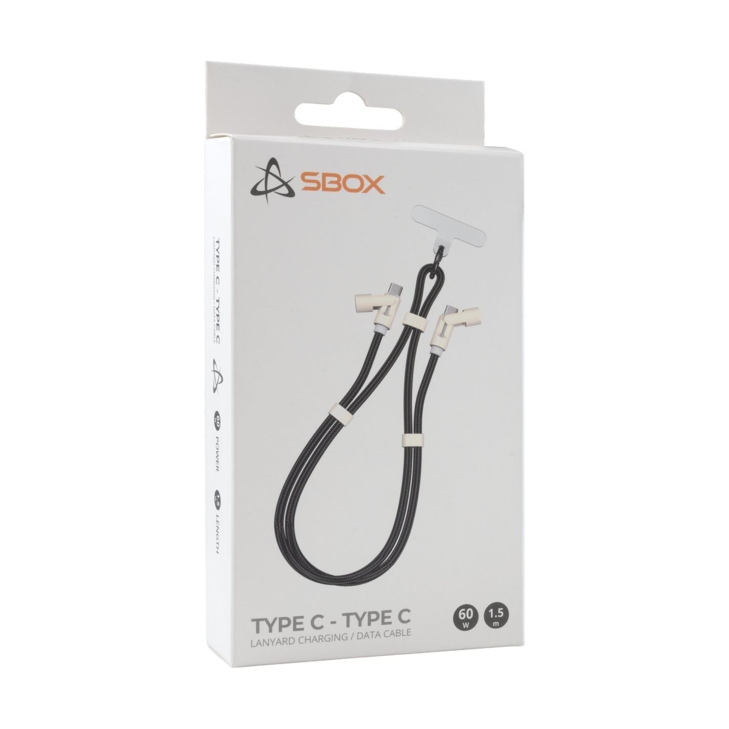 Sbox LANYARD BLACK Type-C -Type-C 1.5m Black