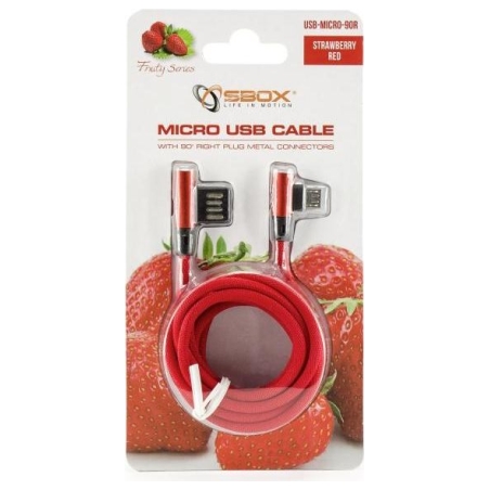 Sbox USB->Micro USB 90 M/M 1.5m USB-MICRO-90R strawberry red
