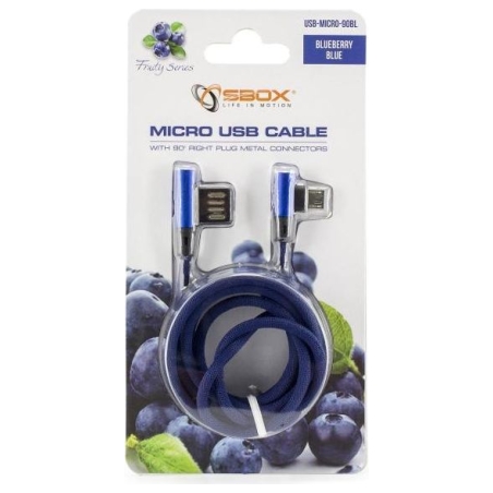 Sbox USB->Micro USB 90 M/M 1.5m USB-MICRO-90BL blueberry blue