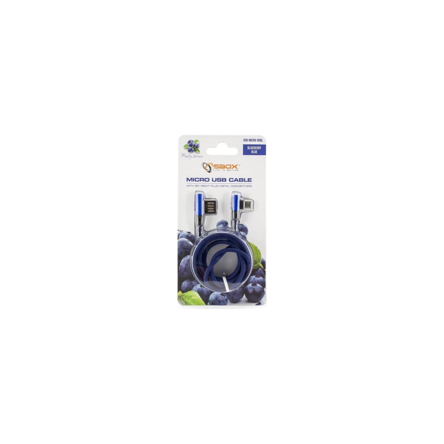 Sbox USB->Micro USB 90 M/M 1.5m USB-MICRO-90BL blueberry blue