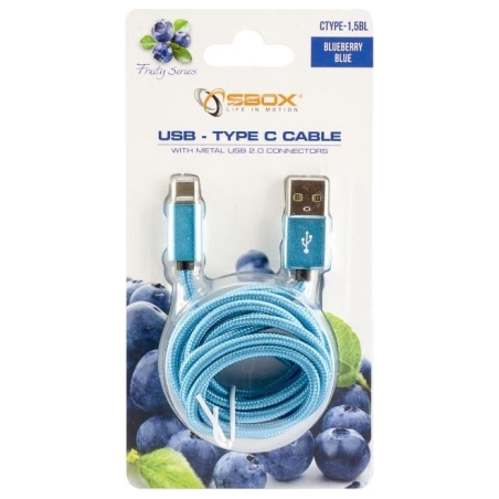 Sbox USB->Type C M/M 1.5m CTYPE-1.5BL Blue