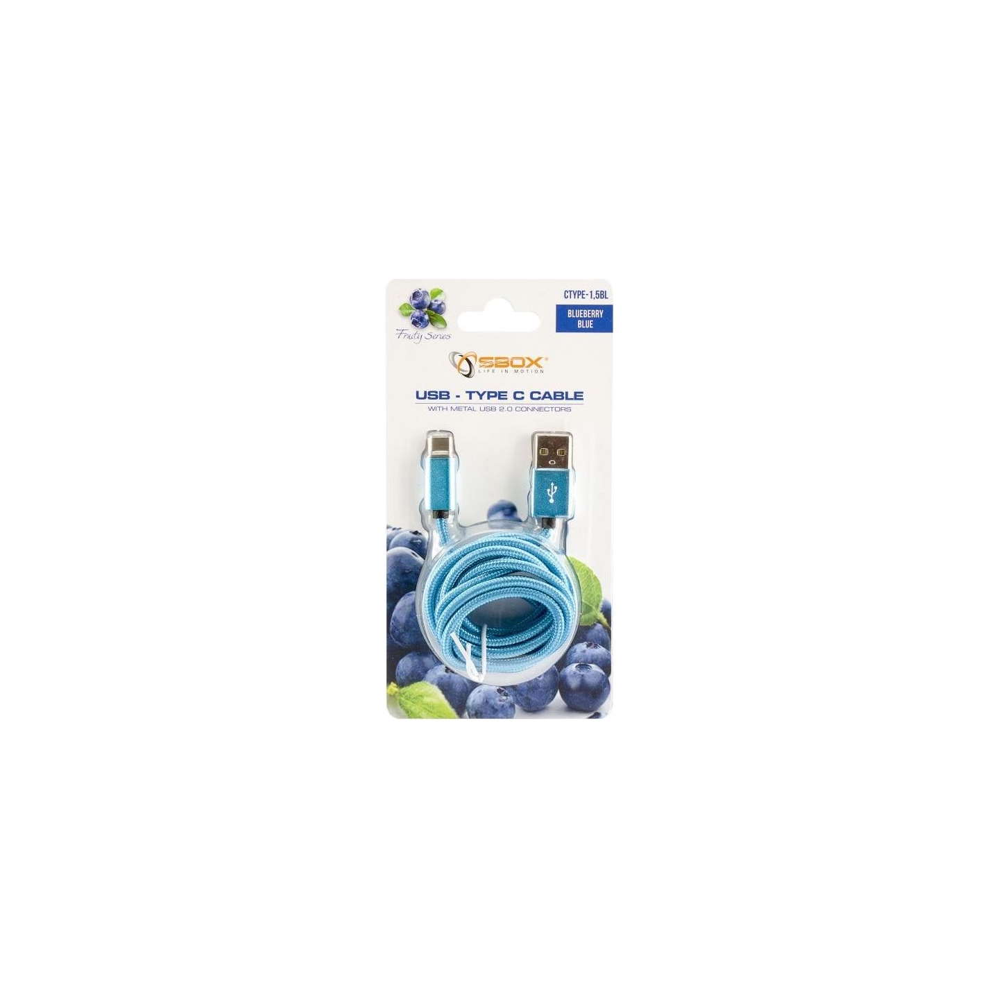 Sbox USB->Type C M/M 1.5m CTYPE-1.5BL Blue