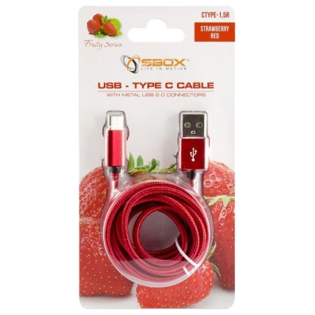 Sbox USB->Type-C M/M 1.5m CTYPE-1.5R Strawberry Red