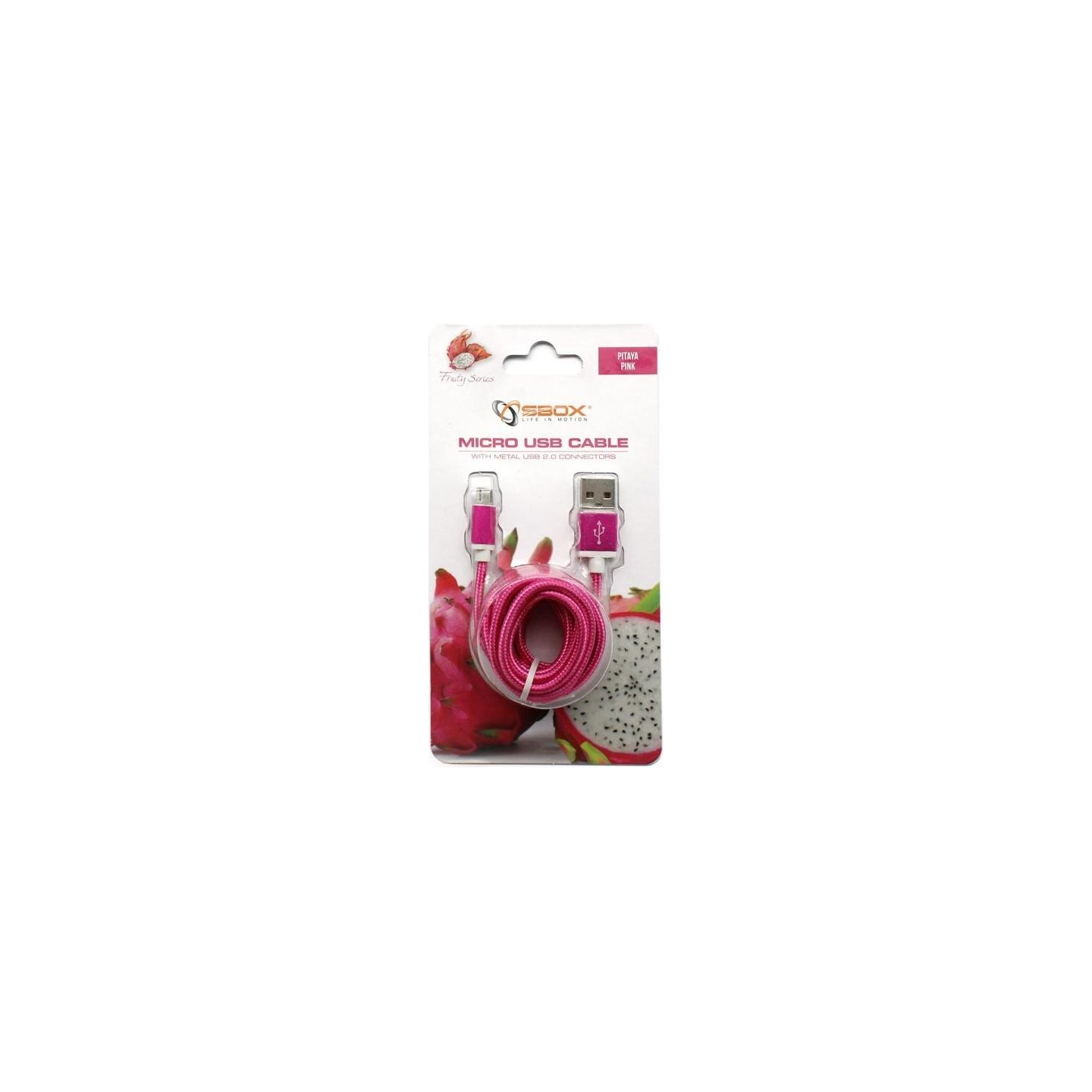 Sbox USB->Micro USB M/M 1.5m USB-10315P Pitaya Pink