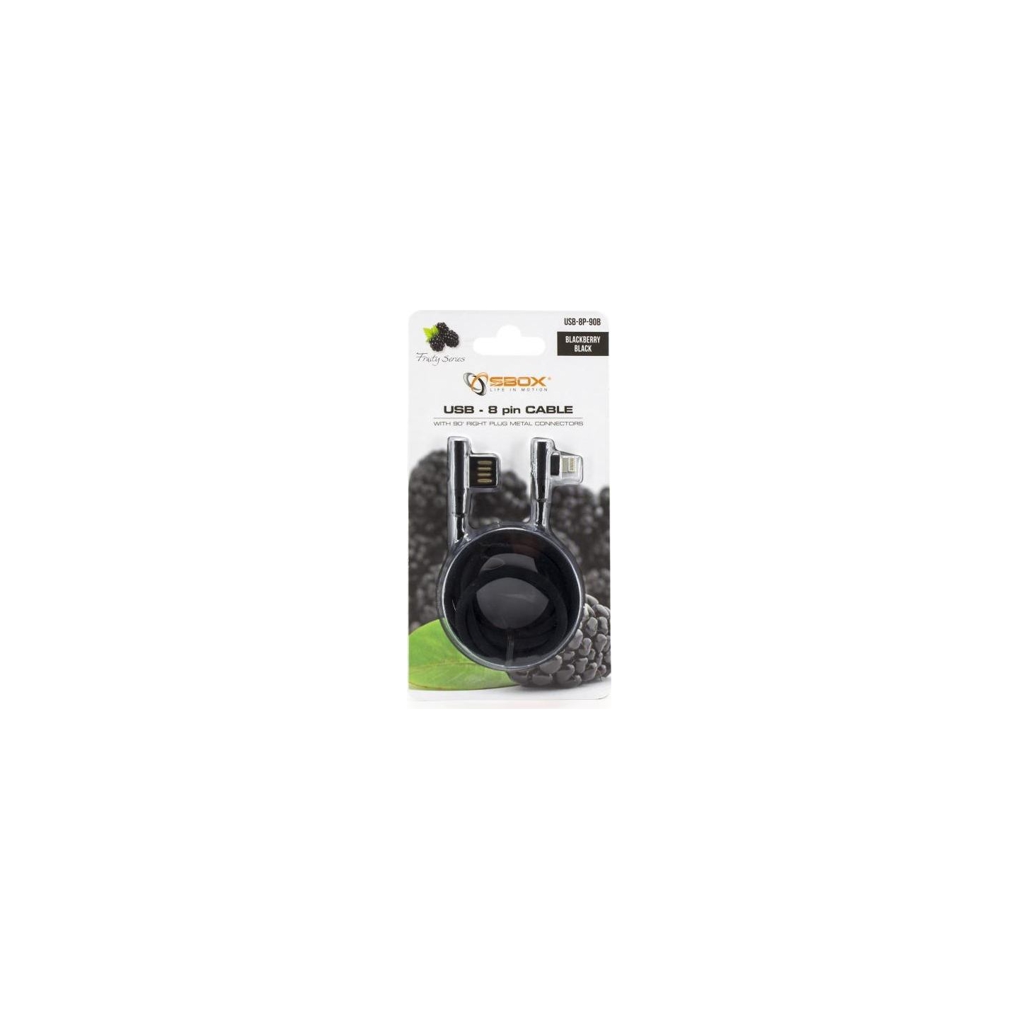 Sbox USB-8P-90B USB 8 Pin Cable blackberry black