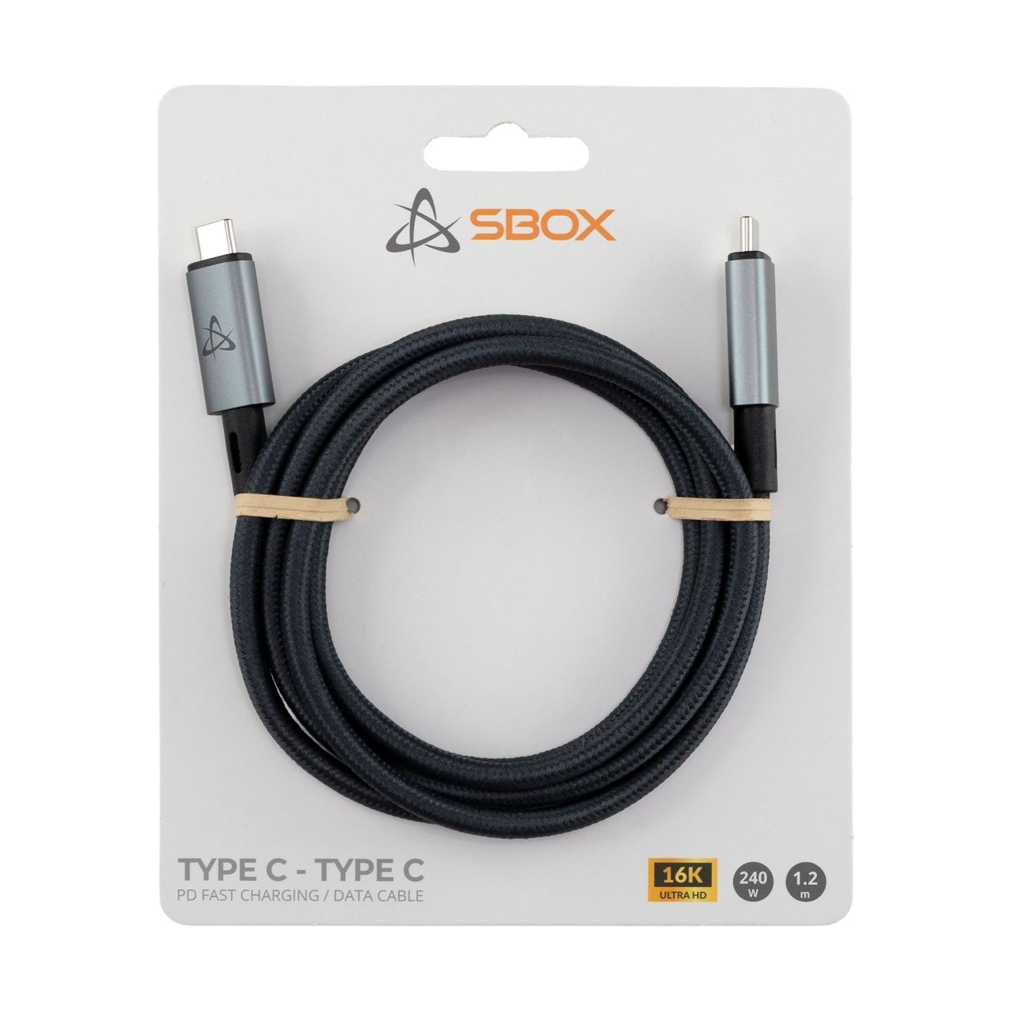 Sbox TYPE-C 240W 80 Gbps Type C - Type C M/M 1,2 m 16K/60Hz