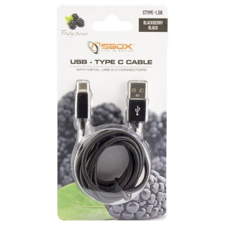 Sbox USB-TYPEC-15B USB->Type C M/M 1.5m Blackberry Black