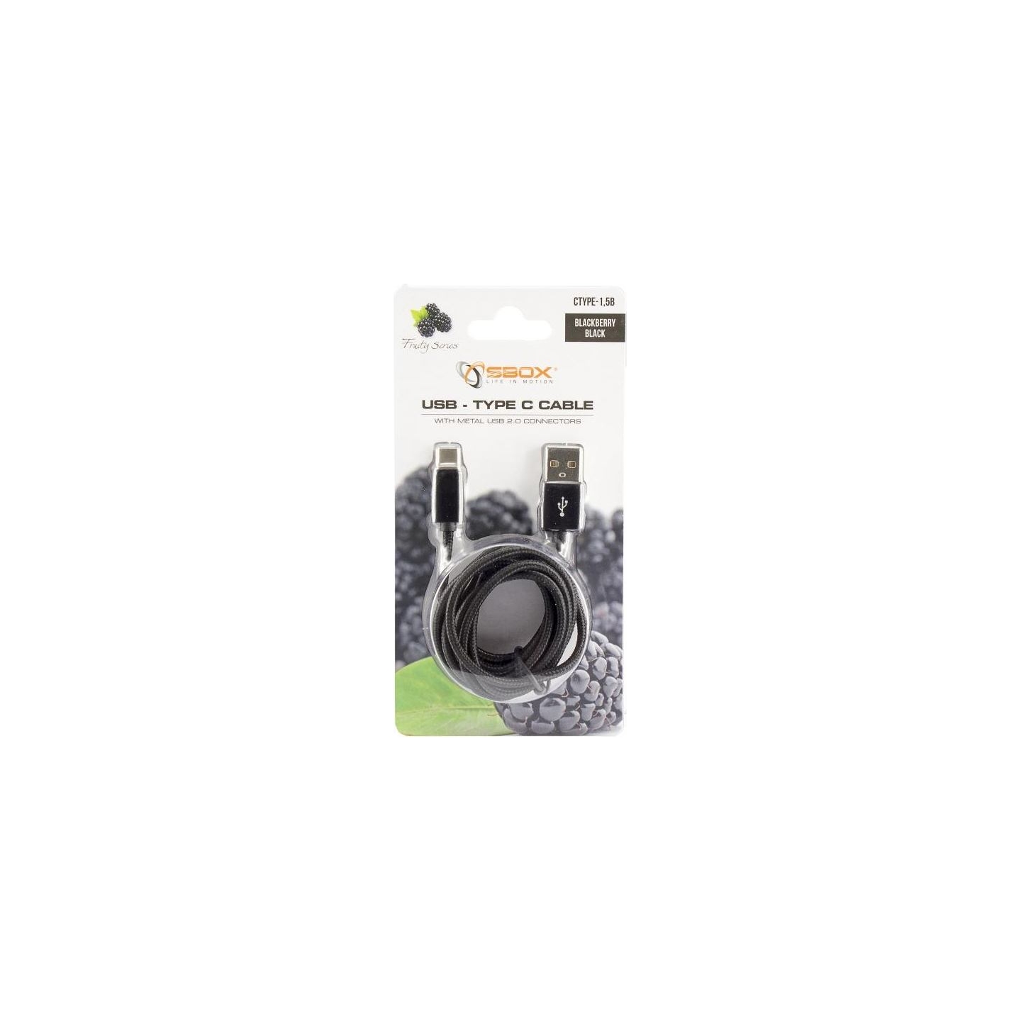 Sbox USB-TYPEC-15B USB->Type C M/M 1.5m Blackberry Black