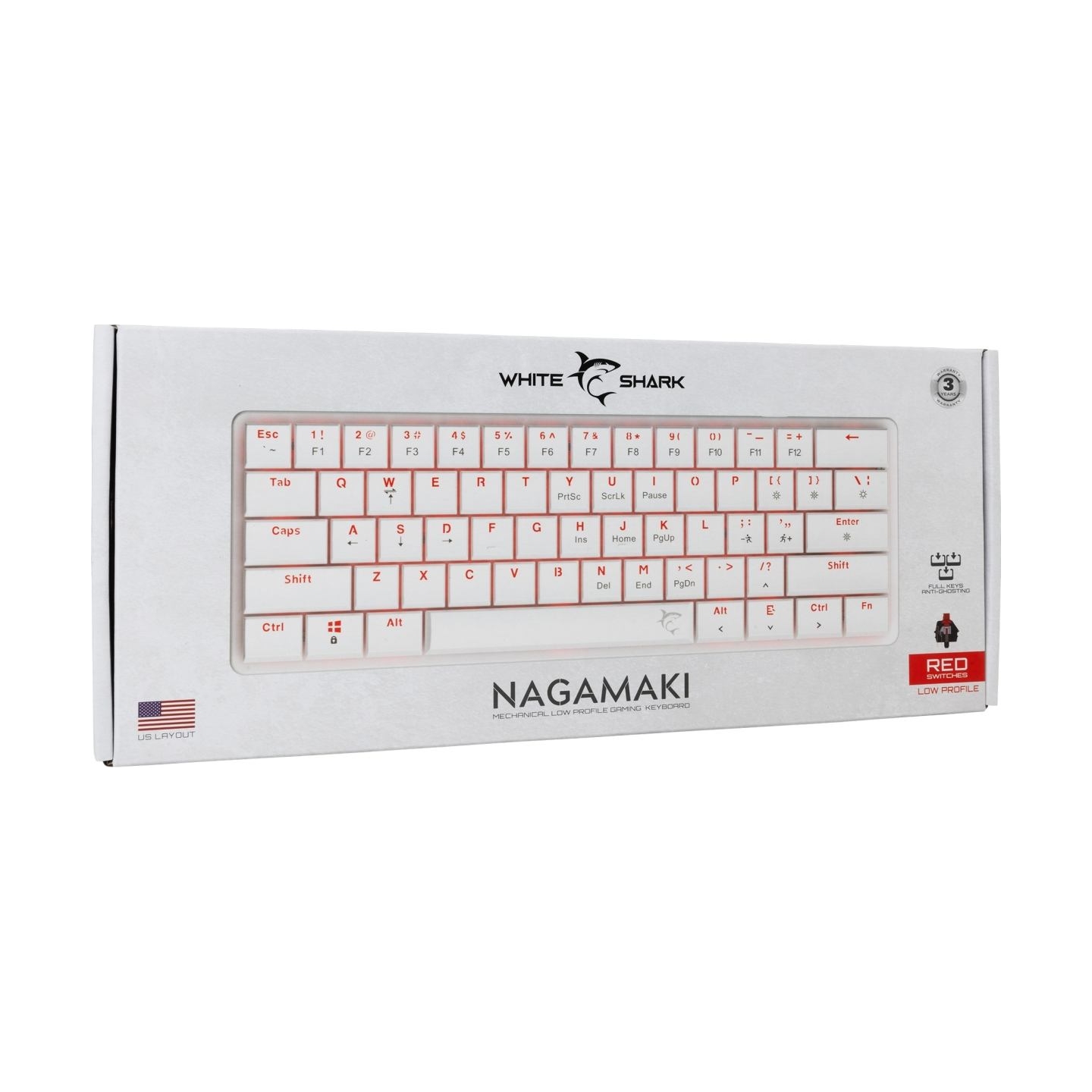 White Shark GK-006211 Nagamaki White-Mechanical-Red.SW