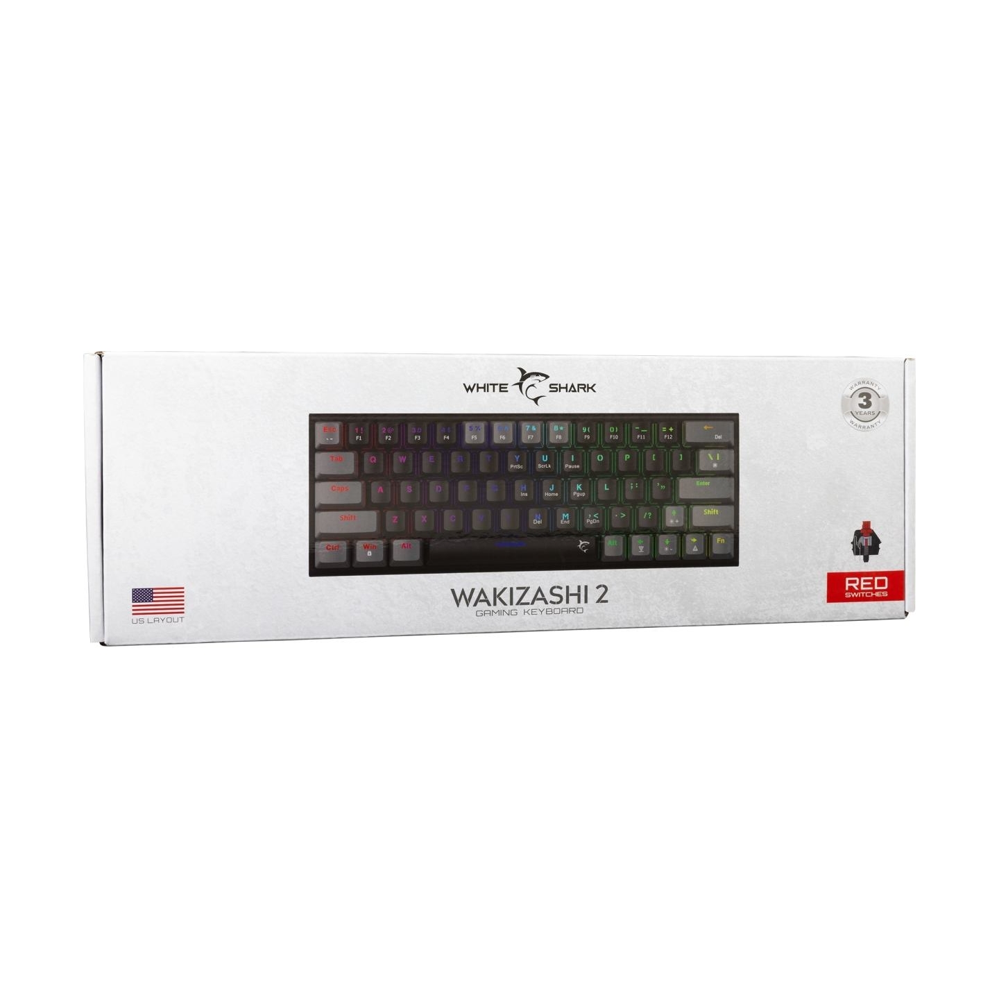 White Shark GK-002111V2  Wakizashi 2 Black-Grey US Red Switches