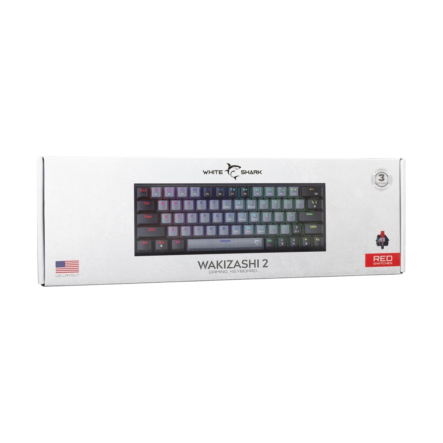 White Shark GK-002711V2  Wakizashi 2 Grey-Black US Red Switches