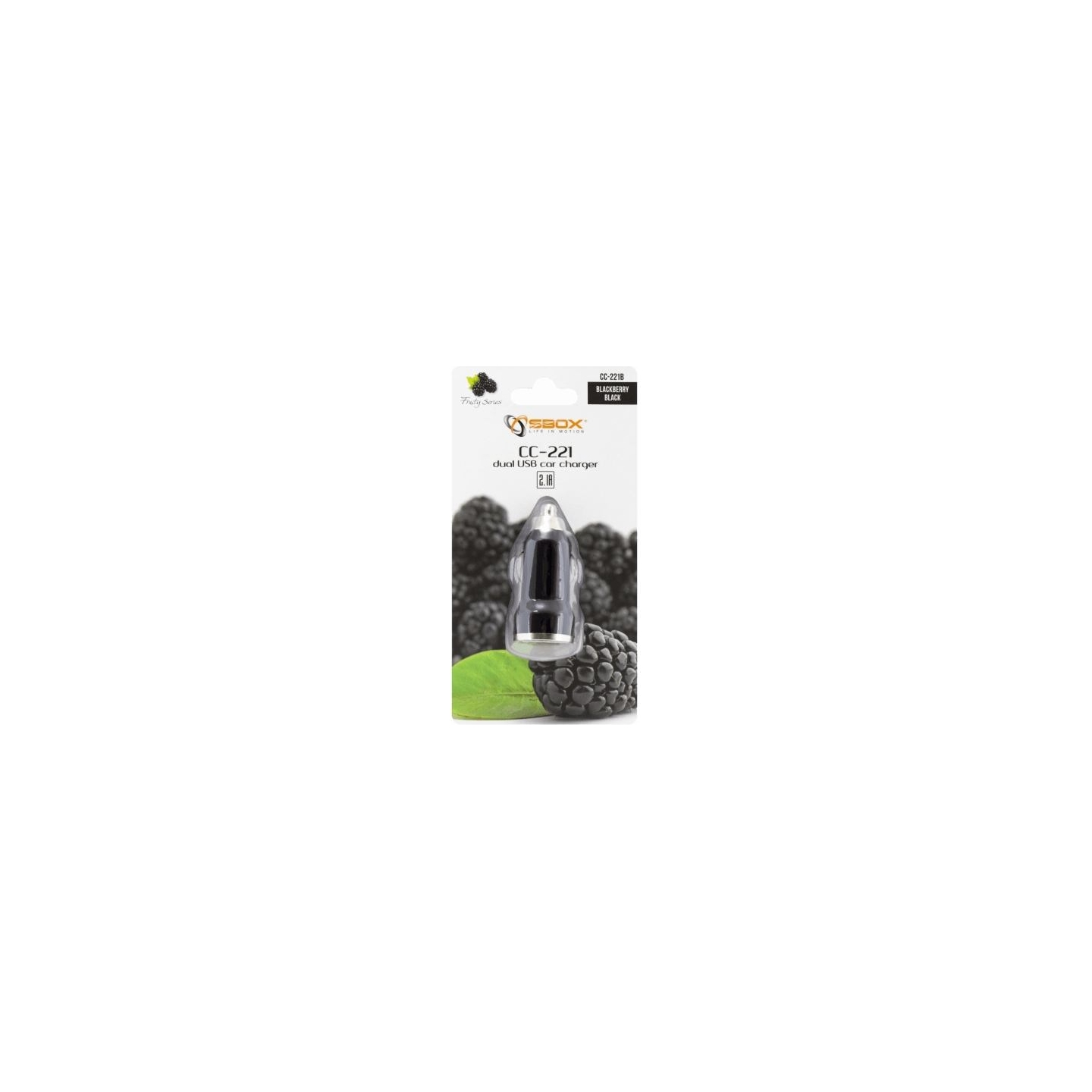 Sbox CC-221B Dual USB Car Charger CC-221B blackberry black