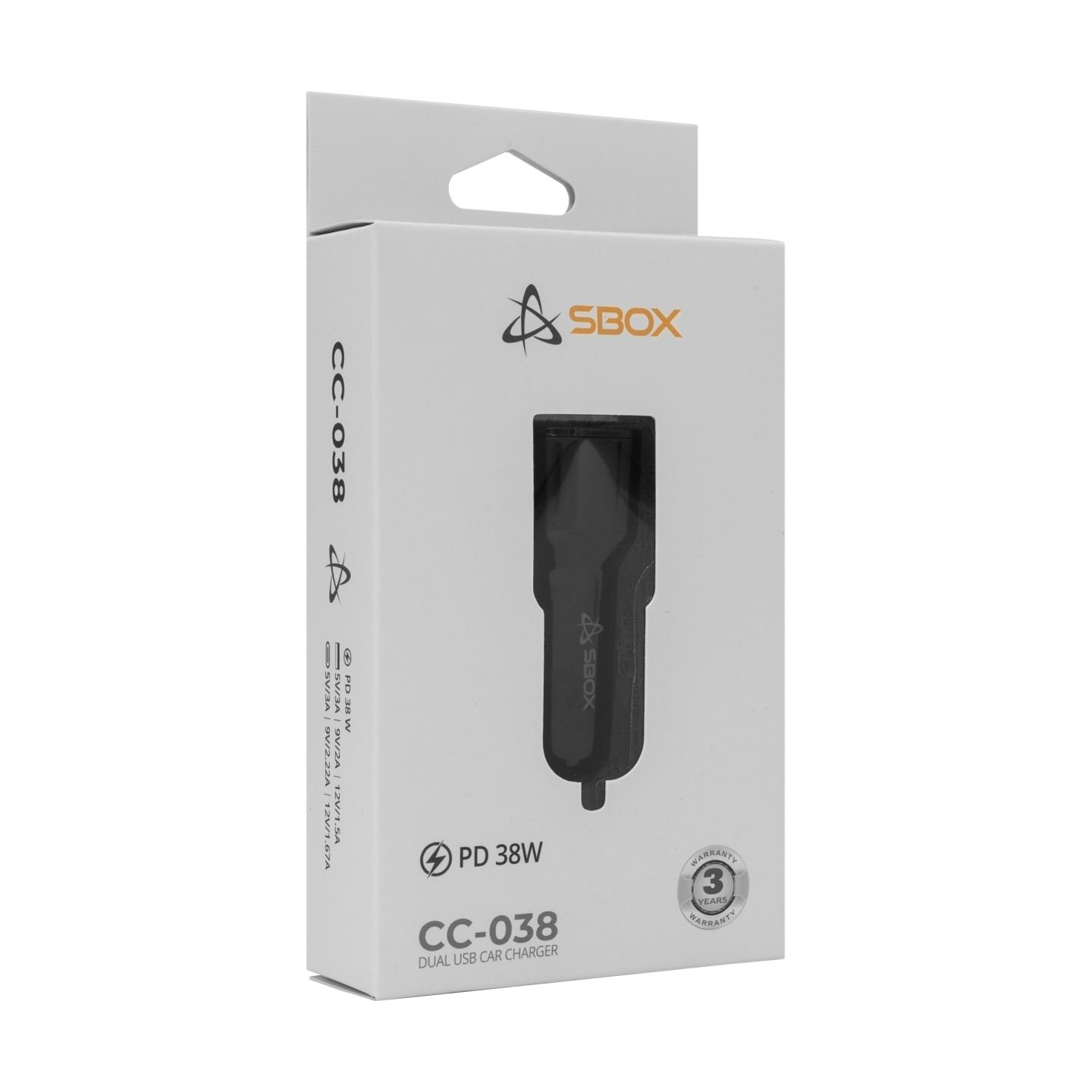 Sbox Car Charger CC-038 38W Black
