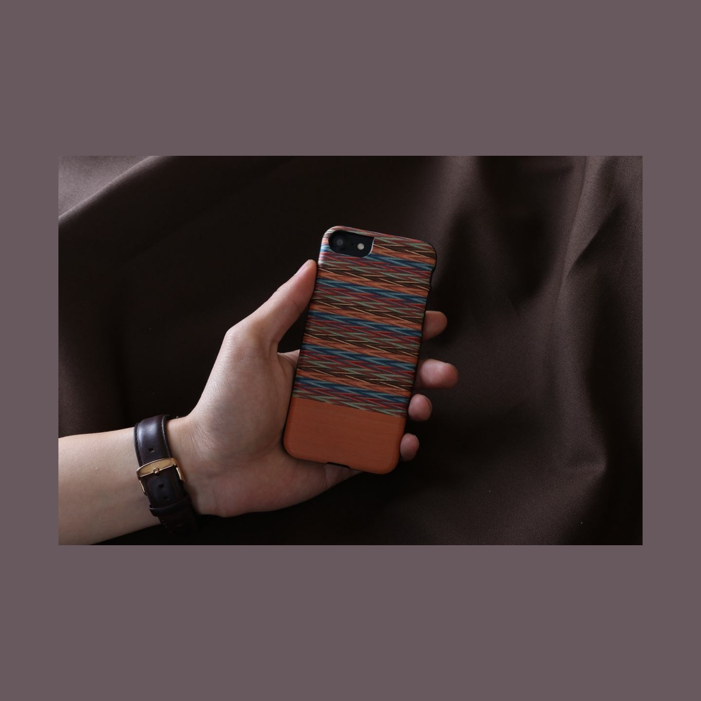 Man&Wood case for iPhone 7/8 browny check black