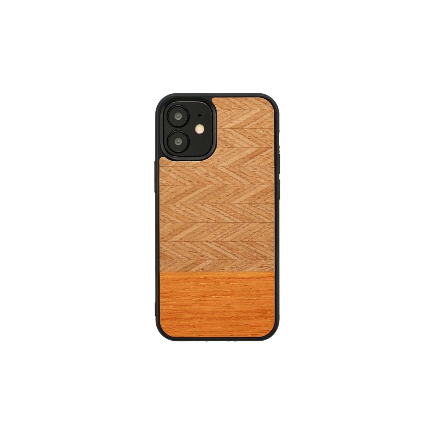 Man&Wood case for iPhone 12 mini herringbone arancia black