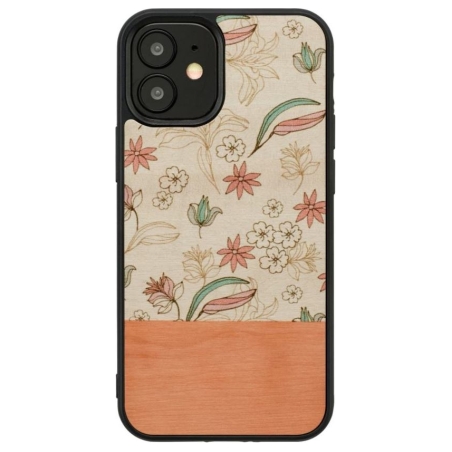 Man&Wood case for iPhone 12 mini pink flower black