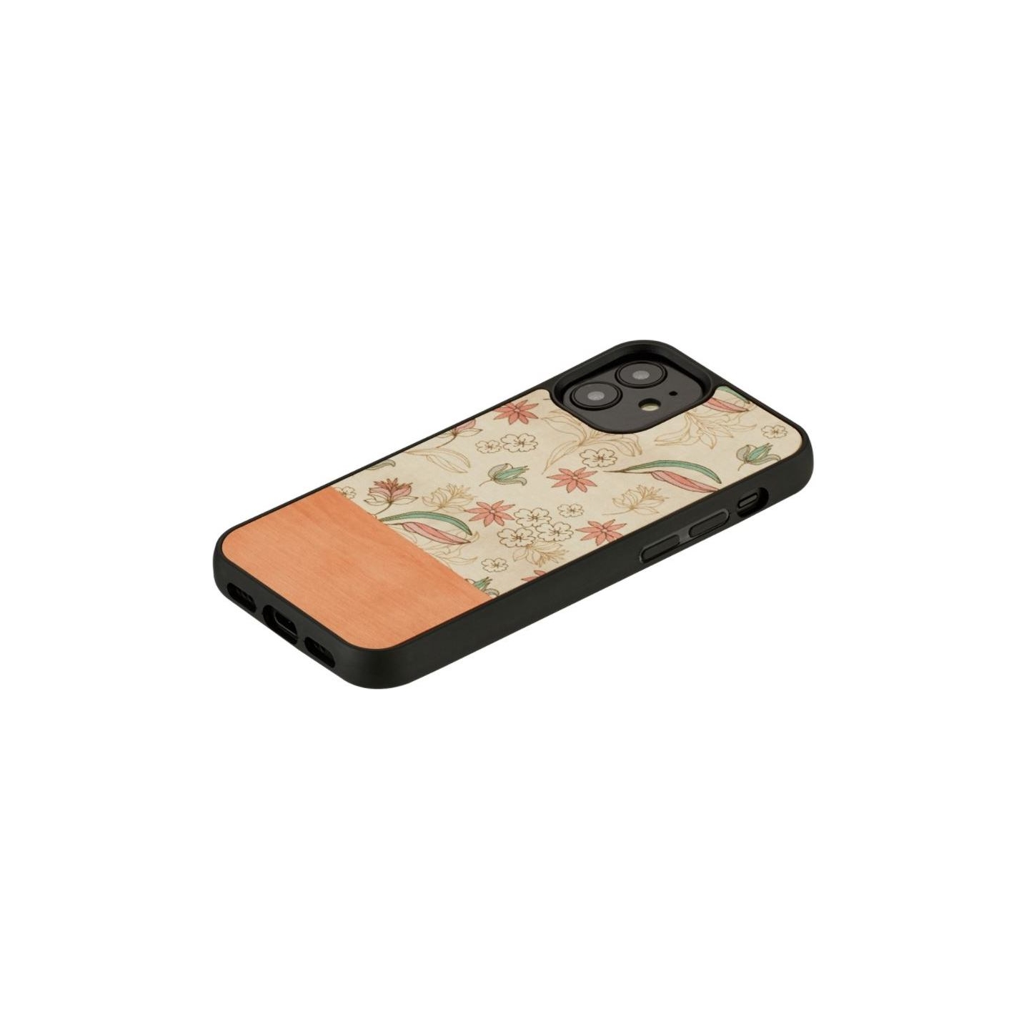 Man&Wood case for iPhone 12 mini pink flower black