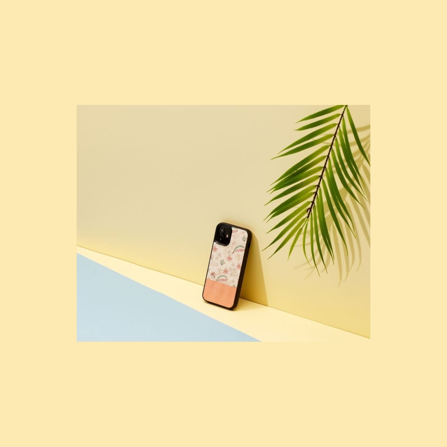 Man&Wood case for iPhone 12 mini pink flower black