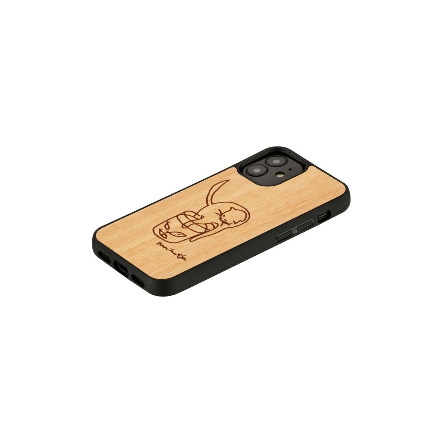 Man&Wood case for iPhone 12 mini cat with red fish
