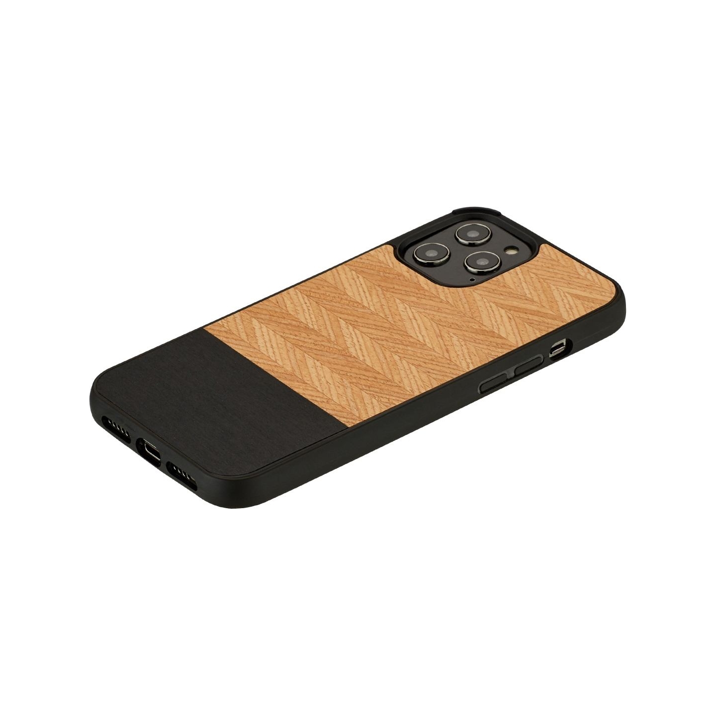 Man&Wood case for iPhone 12/12 Pro herringbone nero black