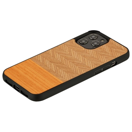 Man&Wood case for iPhone 12/12 Pro herringbone arancia black
