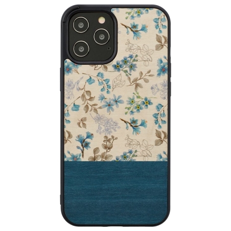 Man&Wood case for iPhone 12/12 Pro blue flower black