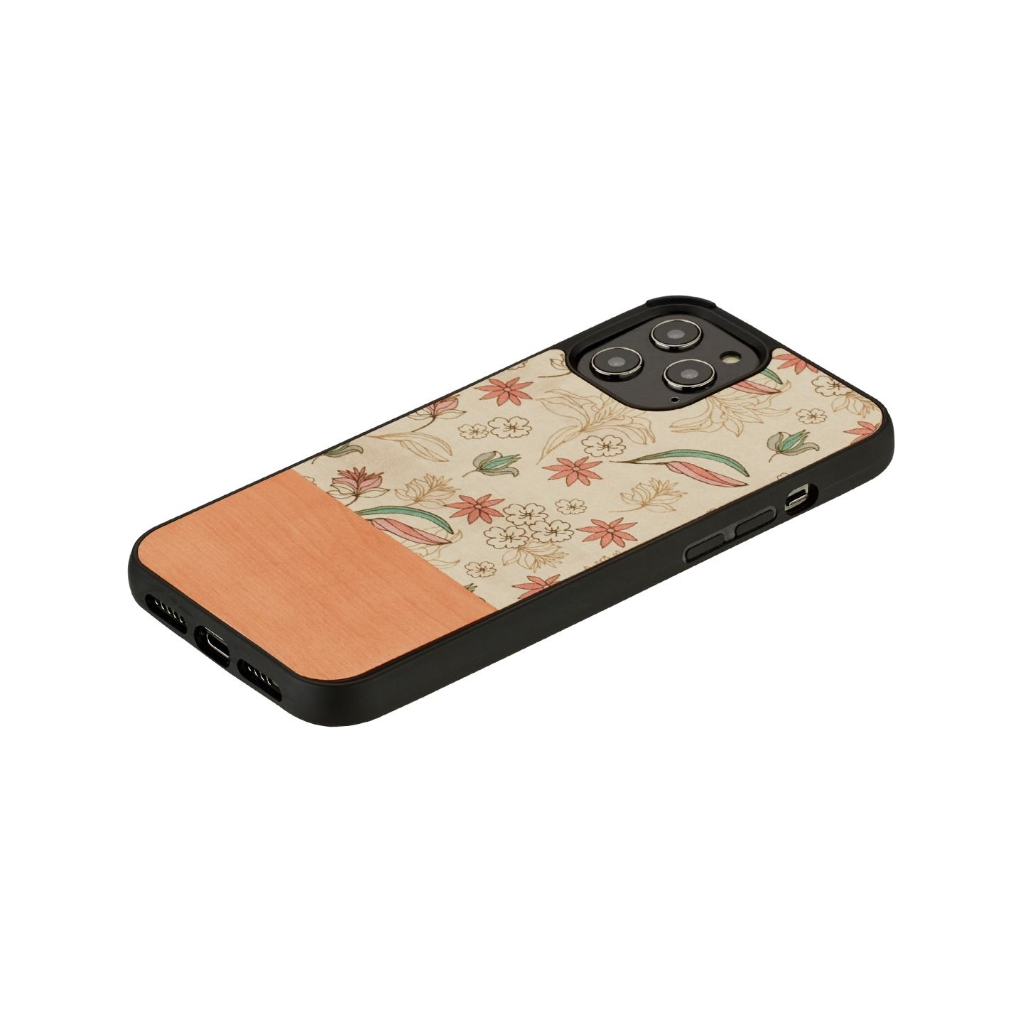 Man&Wood case for iPhone 12/12 Pro pink flower black