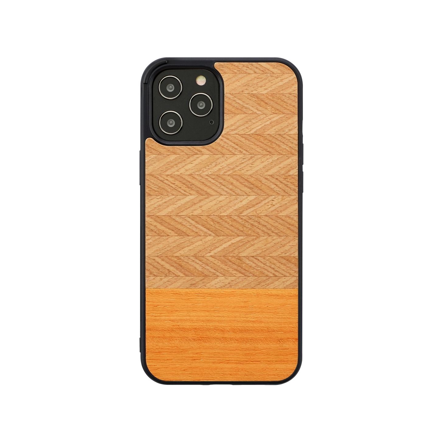 Man&Wood case for iPhone 12 Pro Max herringbone arancia black