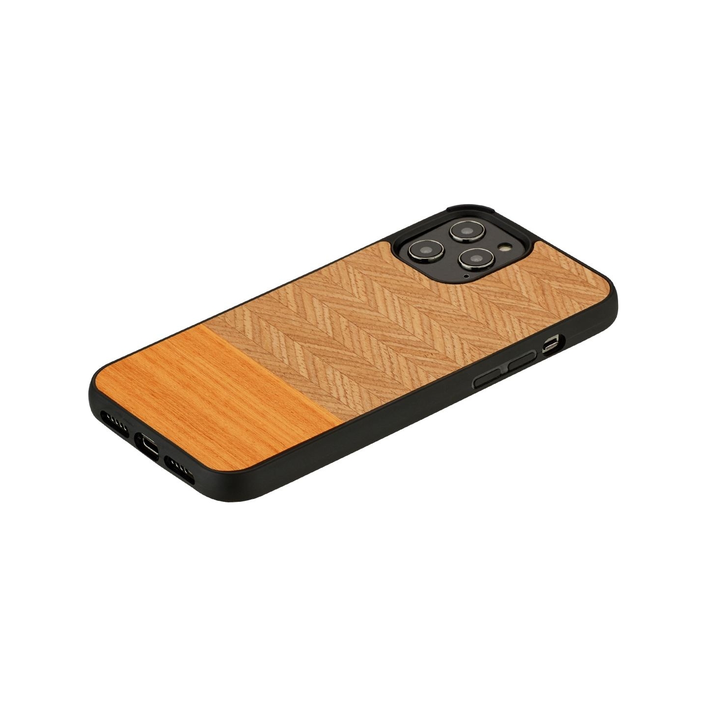 Man&Wood case for iPhone 12 Pro Max herringbone arancia black