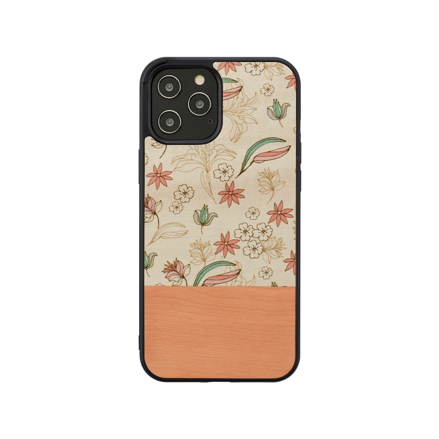 Man&Wood case for iPhone 12 Pro Max pink flower black