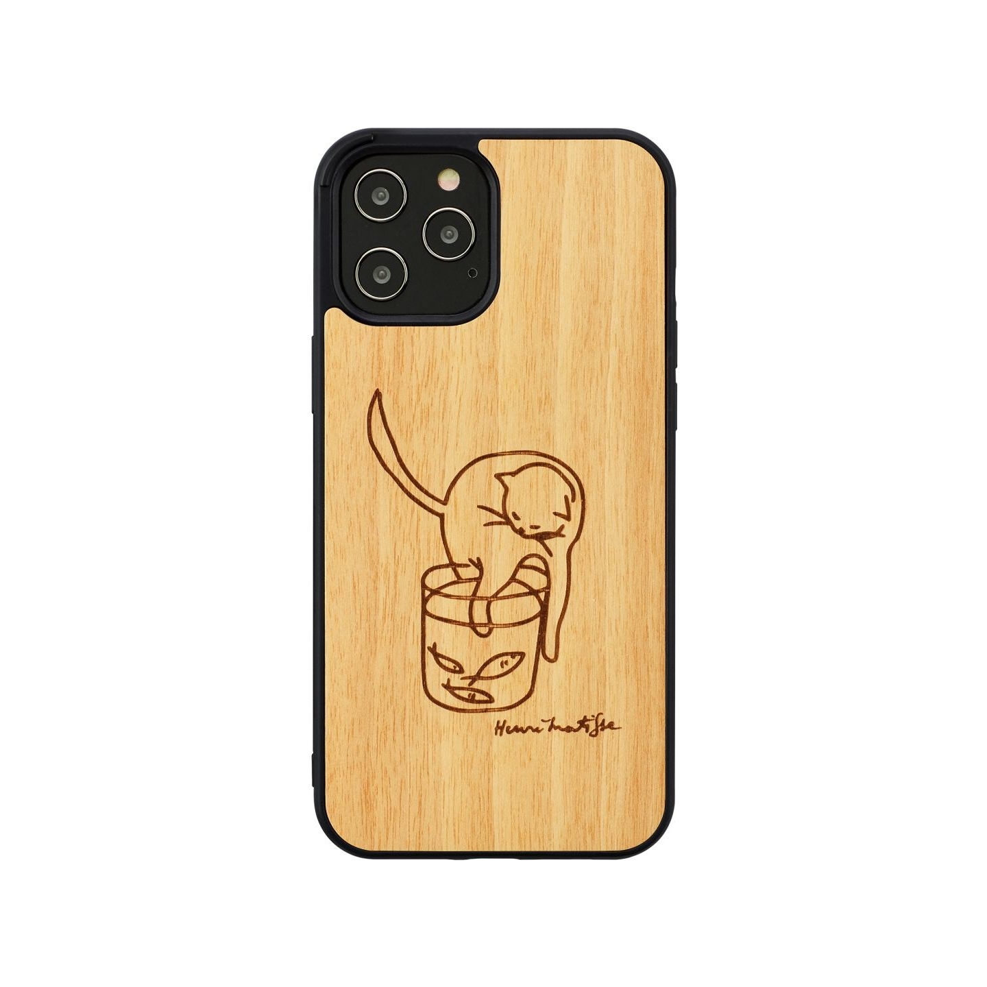 Man&Wood case for iPhone 12 Pro Max cat with red fish