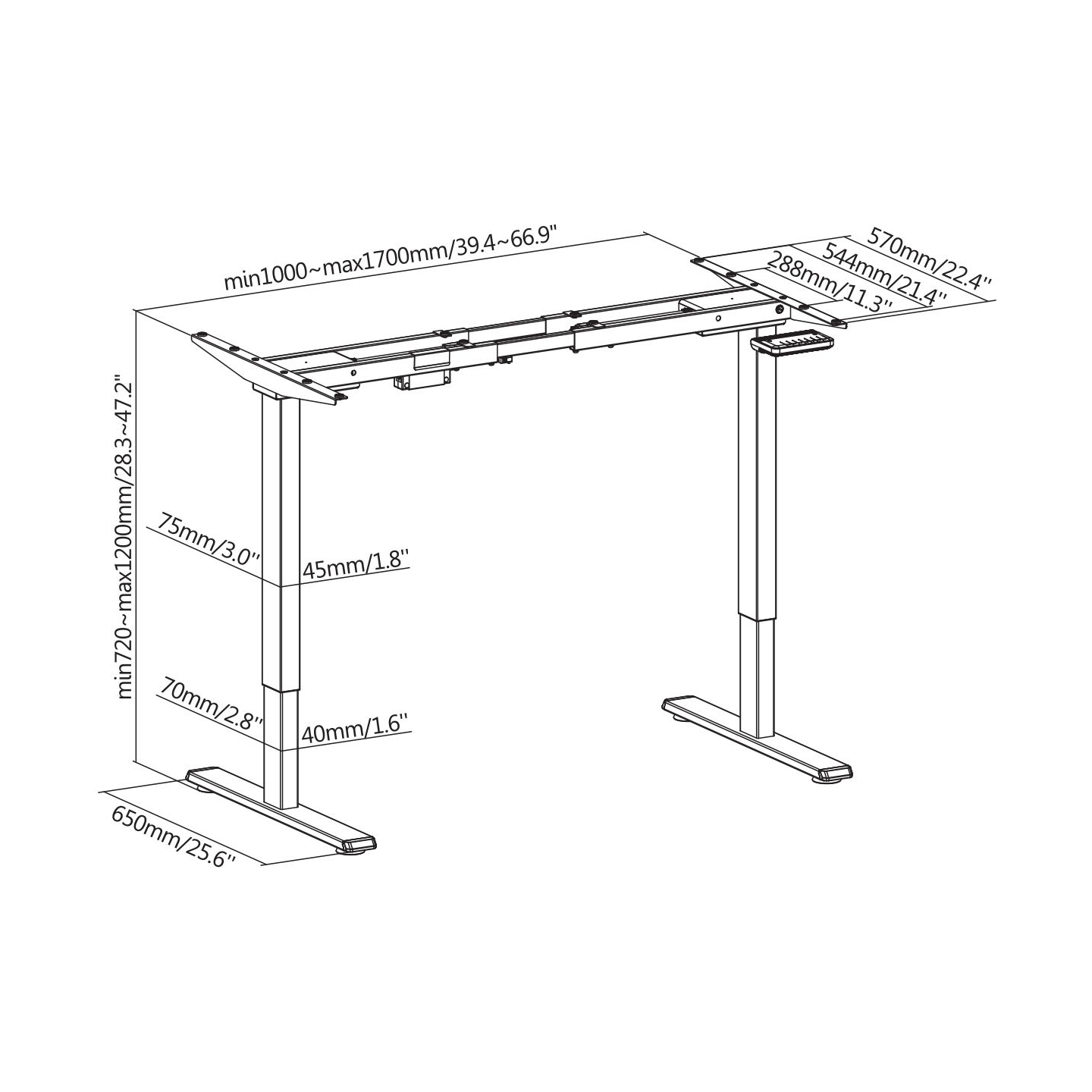 Sbox MD-822 Desk Legs, 2 motors