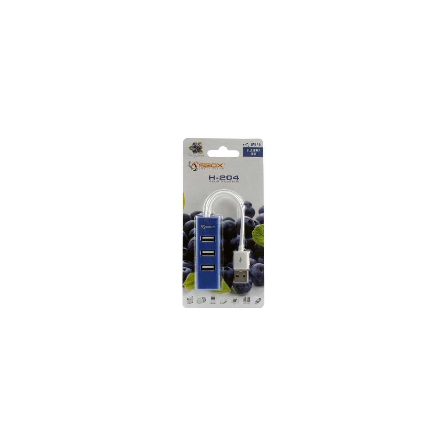 Sbox H-204 USB 4 Ports USB HUB Blueberry Blue