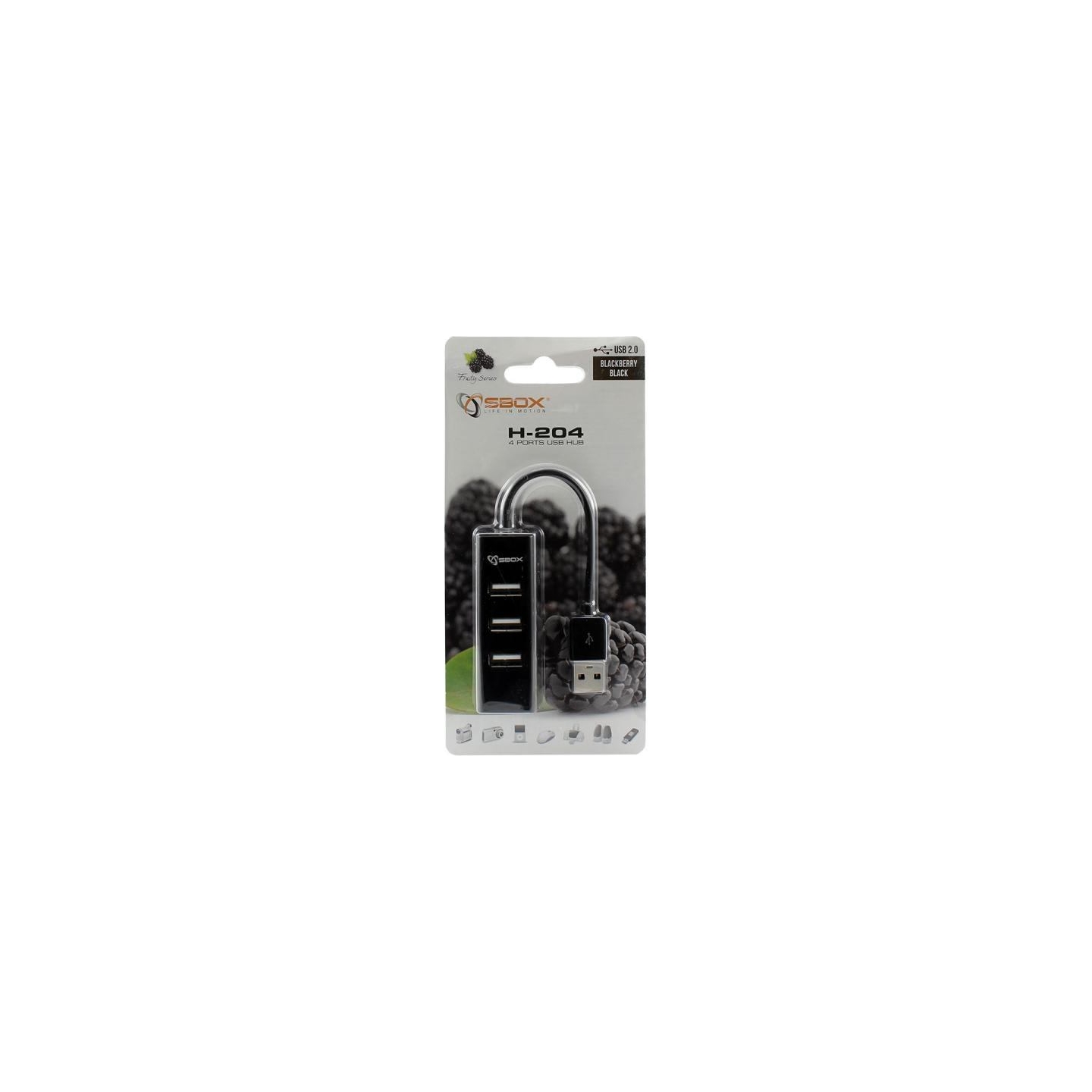 Sbox H-204 USB 4 Ports HUB Black