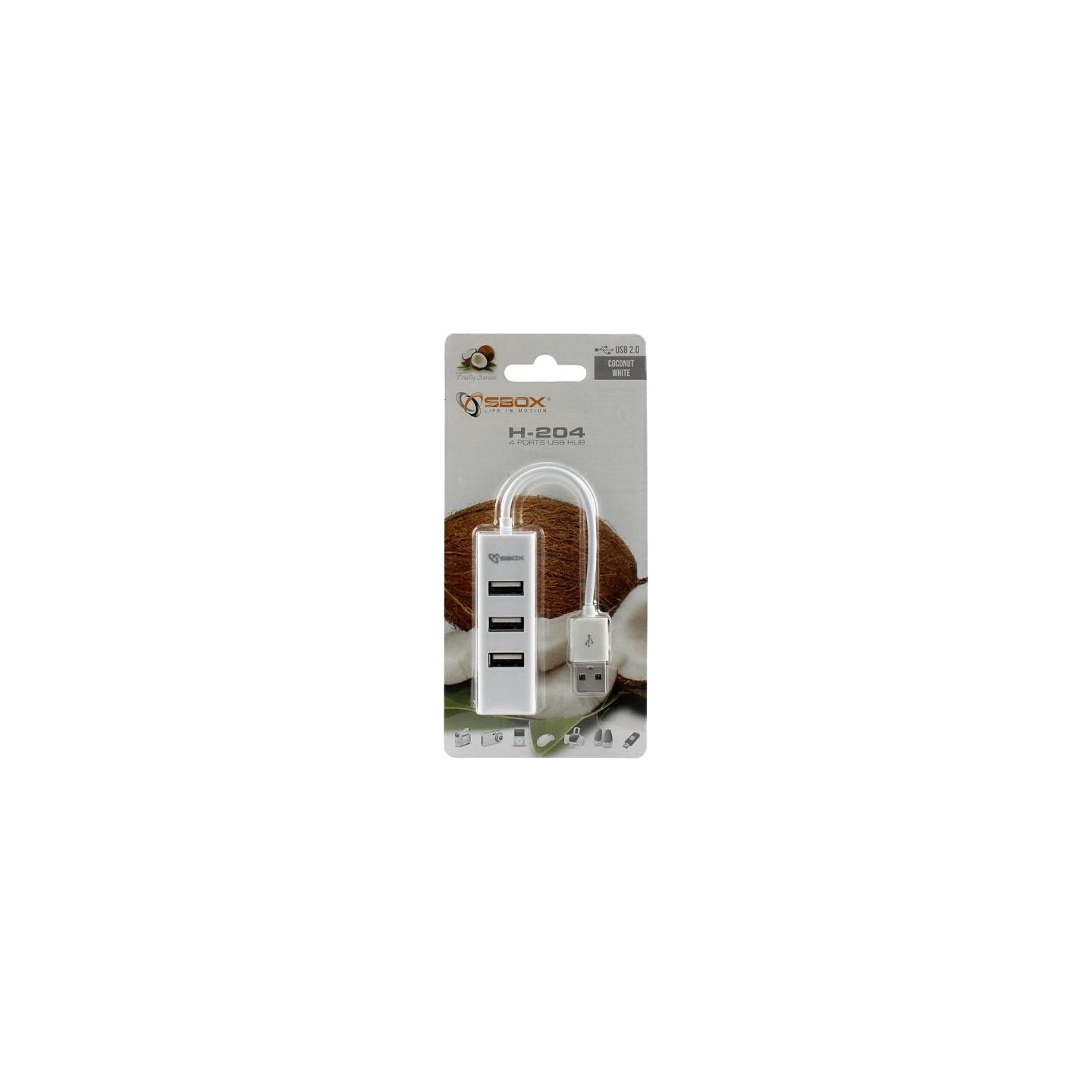 Sbox H-204W USB 4 Ports HUB Coconut White