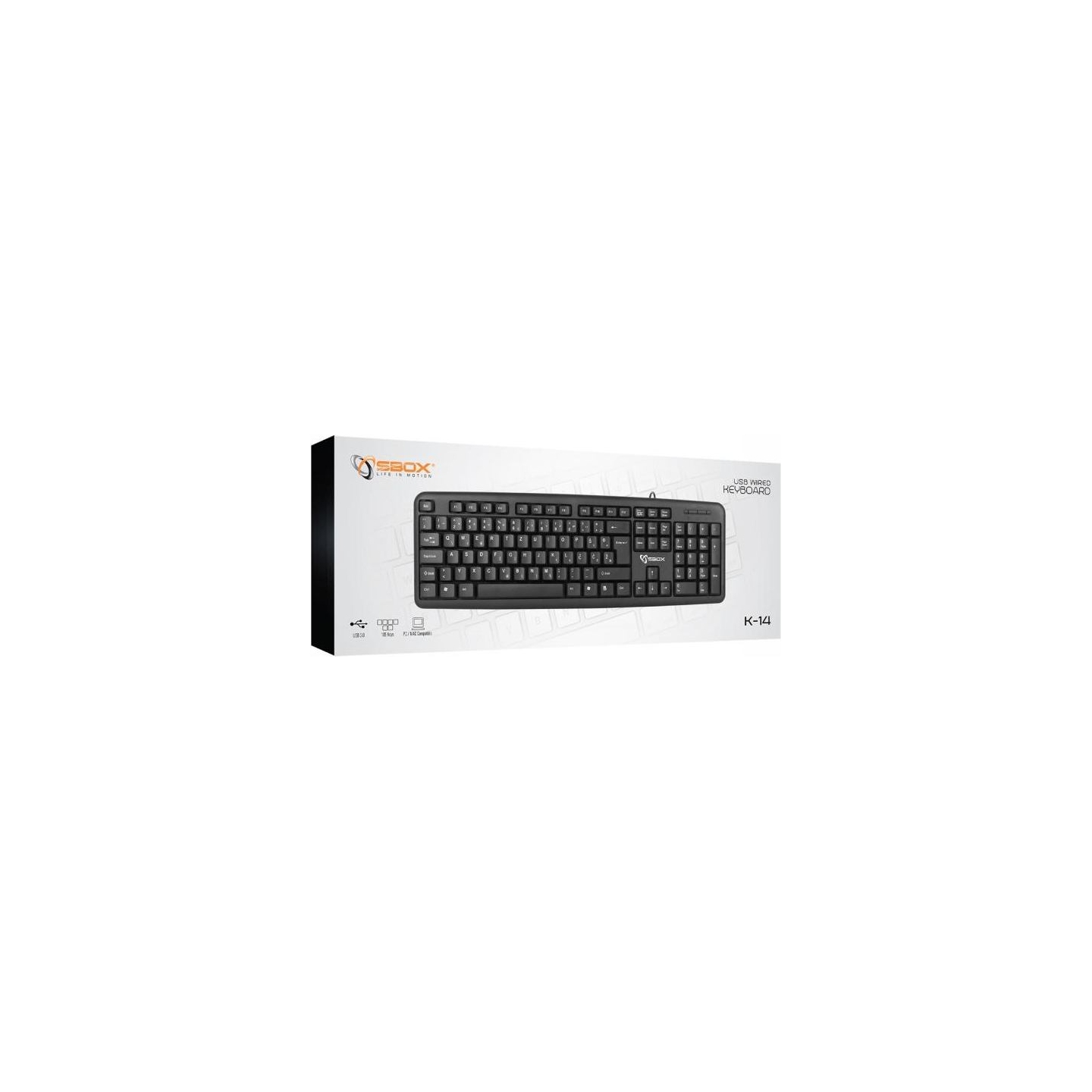 Sbox Keyboard Wired USB K-14 US