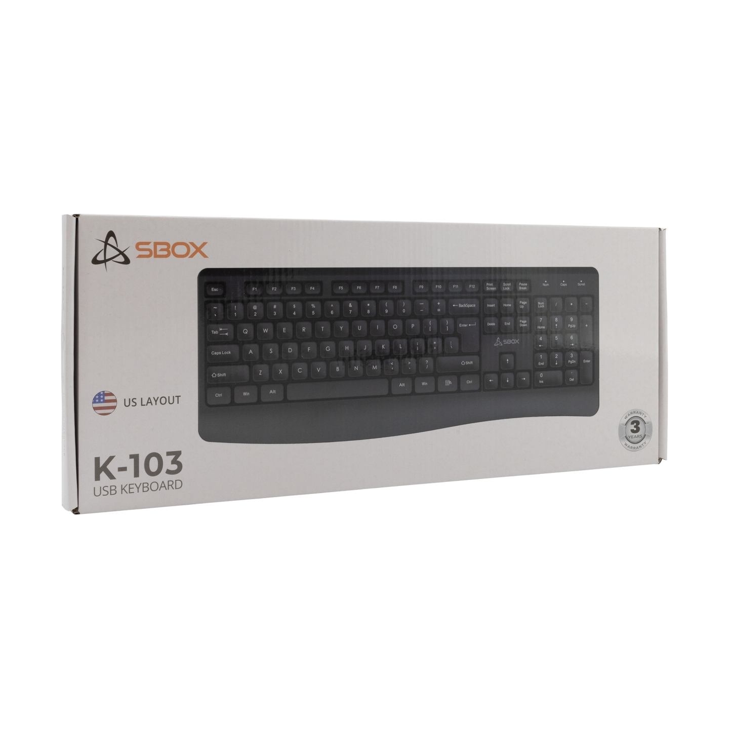 Sbox K-103 Keyboard US Black