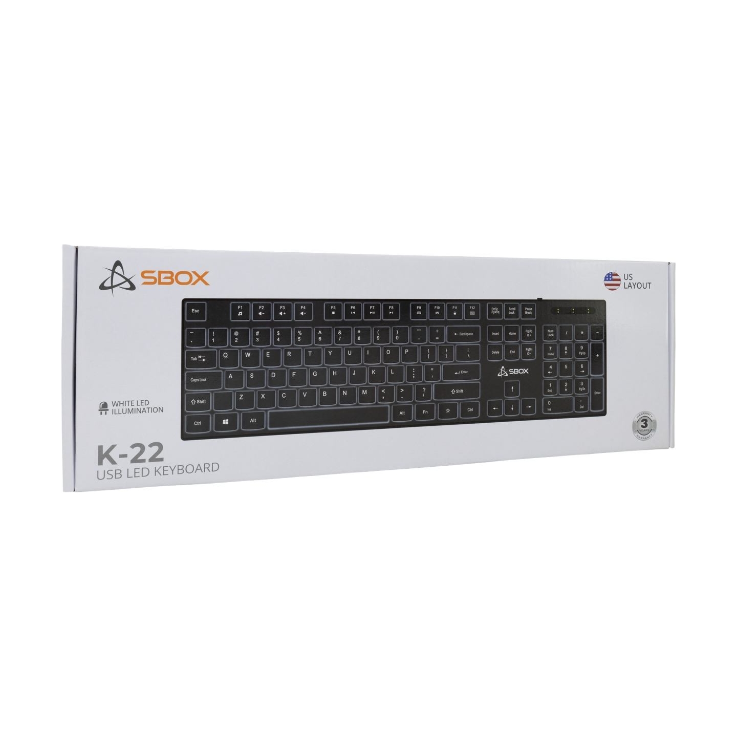 Sbox K-22 Keyboard US Black