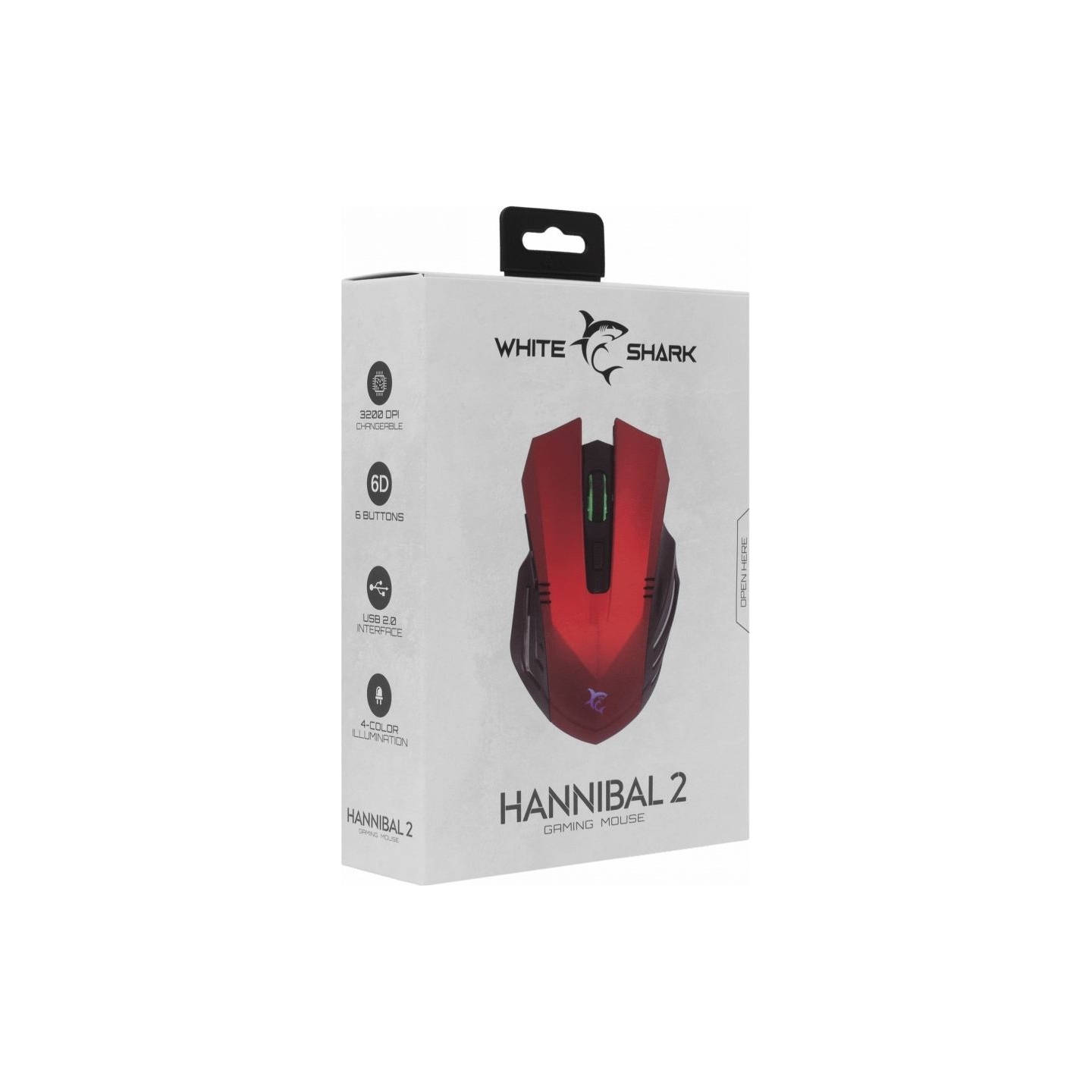White Shark GM-5006 HANNIBAL-2 Red   3200 DPI