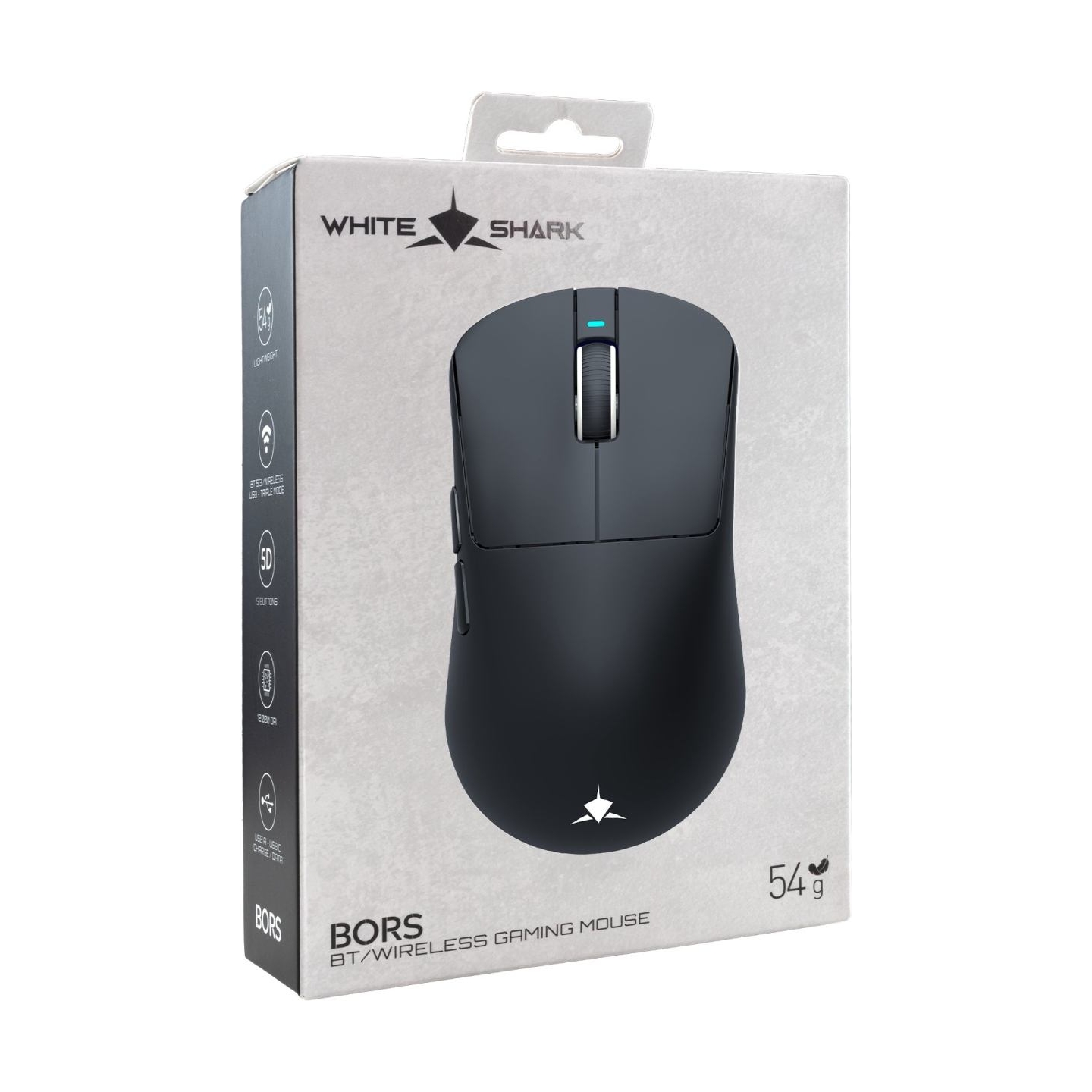 White Shark BORS-B WGM-5021 12000 DPI Wireless Gaming Mouse, Black