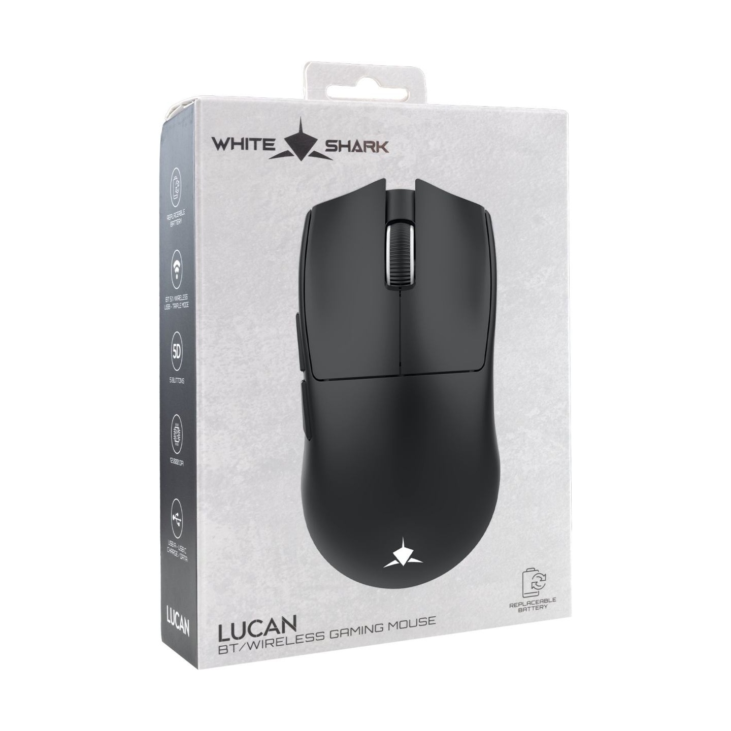 White Shark LUCAN-B WGM-5022 12000 DPI Wireless Gaming Mouse, White