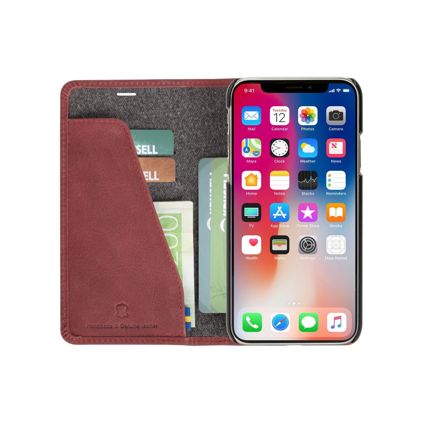 Krusell Sunne 4 Card FolioWallet Apple iPhone XS Max vintage red