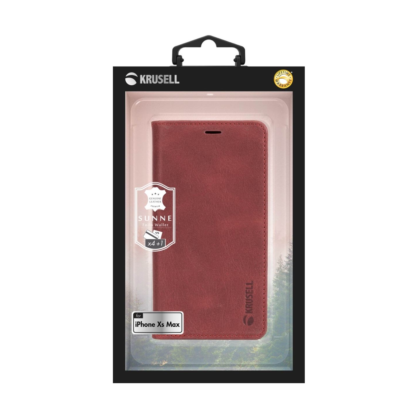 Krusell Sunne 4 Card FolioWallet Apple iPhone XS Max vintage red