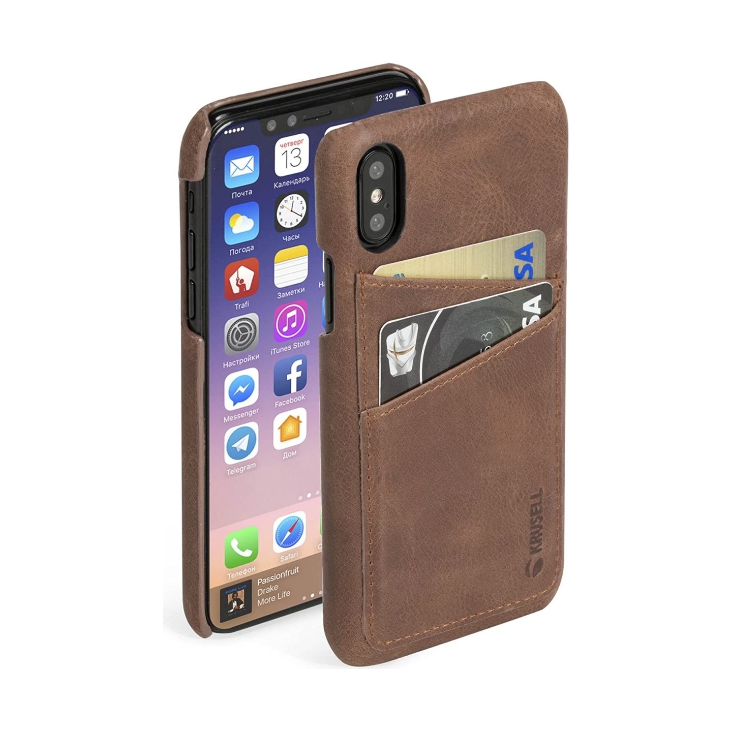 Krusell Sunne 2 Card Cover Apple iPhone X vintage cognac (61104)