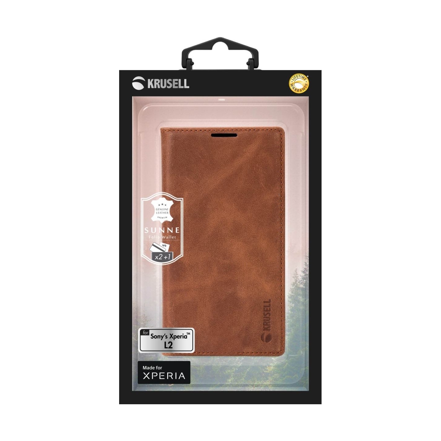 Krusell Sunne 2 Card Foliowallet Sony Xperia L2 vintage cognac